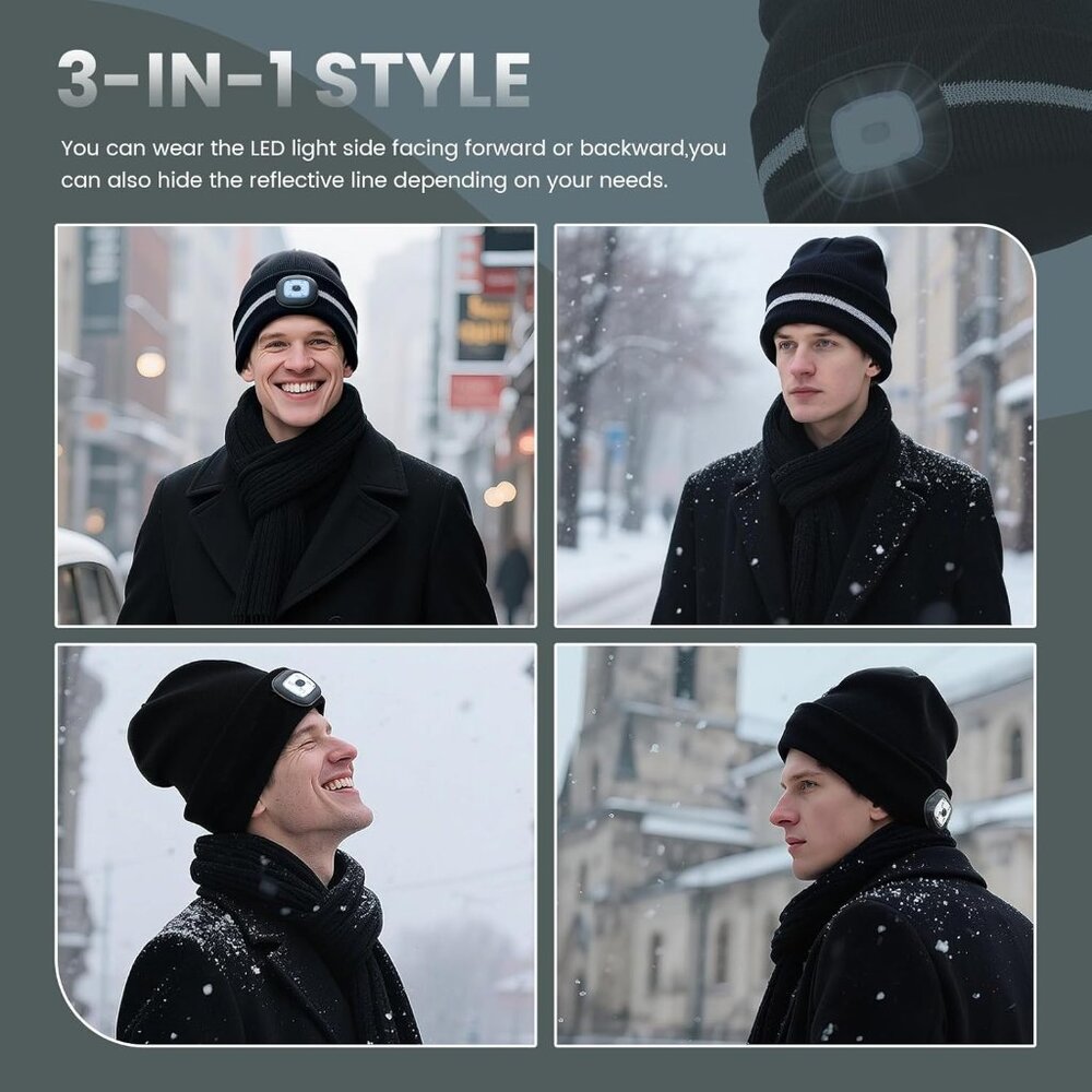Reflective Stripe Led Beanie With The Light Winte… - image 4